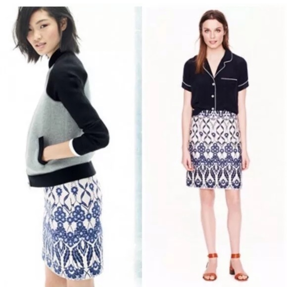 J. Crew Dresses & Skirts - 5️⃣for💲25 J Crew Trellis Floral skirt Blue